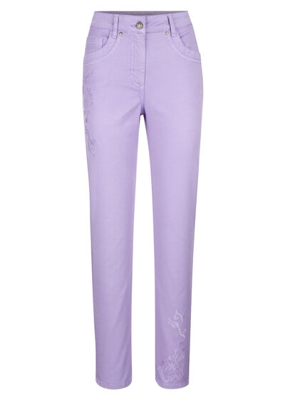 Byxor med blommiga broderier 