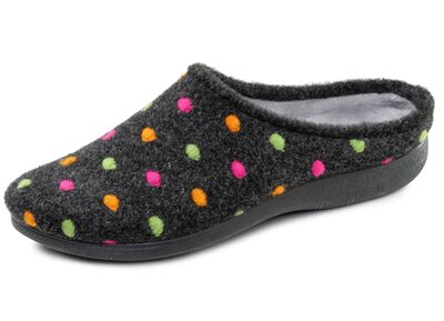 Laurina, klassiska damtofflor med prickbroderi 