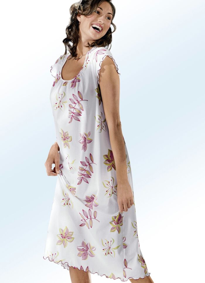 Nattlinne, kort &auml;rm med rund hals VITA K&Ouml;RSB&Auml;RSR&Ouml;D