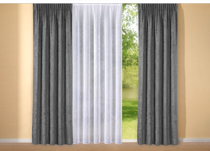 Flamgarngardin med automatiskt veckband 