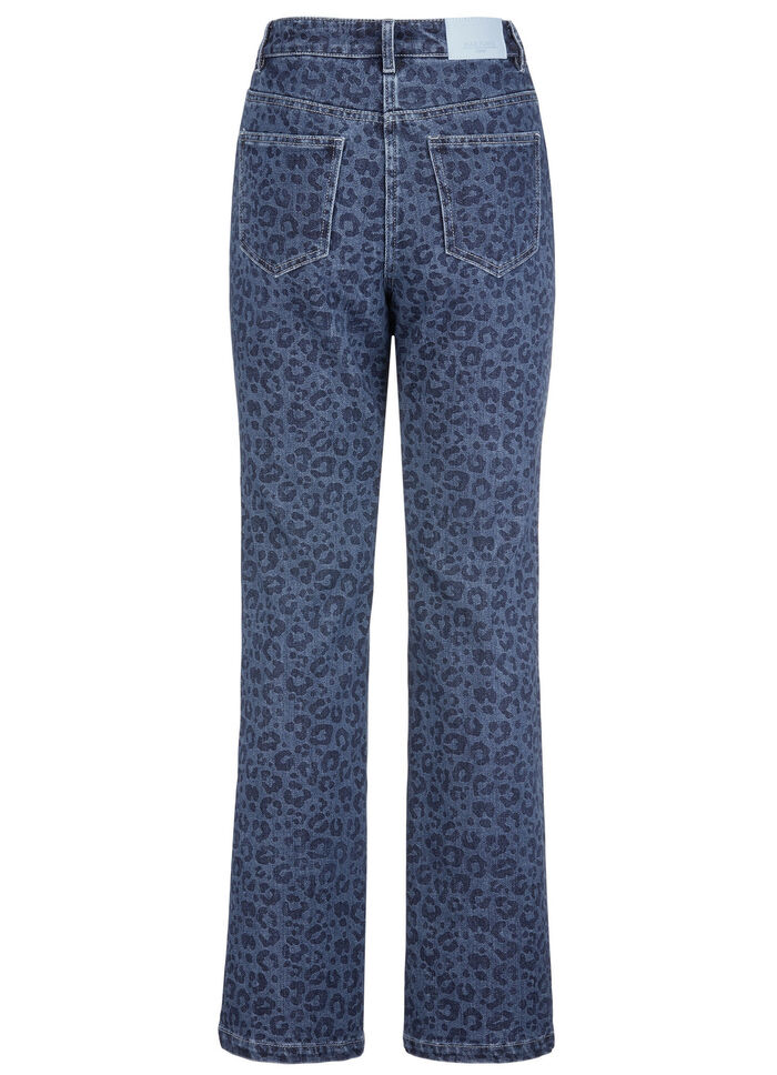 Jeans i trendigt leopardmönster, 