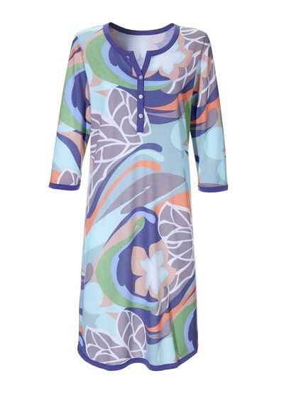 Nattlinne med knappsl&aring;, kn&auml;l&aring;ng med 3/4-l&aring;nga &auml;rmar 