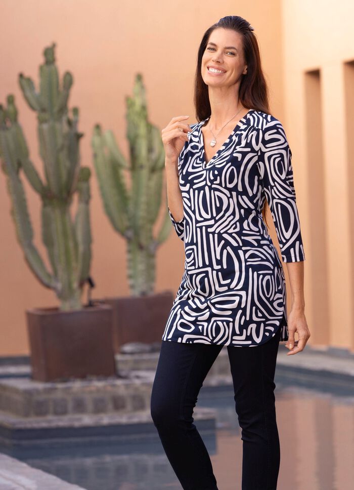 Skjorttunika med fint m&ouml;nster 