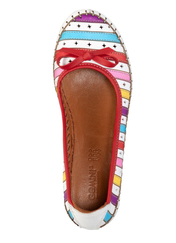 Gemini pumps gjorda av ko nappa l&auml;der med rosett VIT-MULTICOLOR