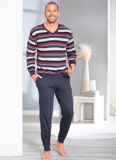 Interlockpyjamas i dubbelpack med manschetter 