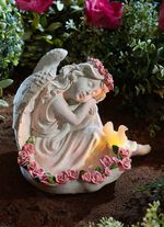 rosa &auml;ngel med LED-f&aring;gel 