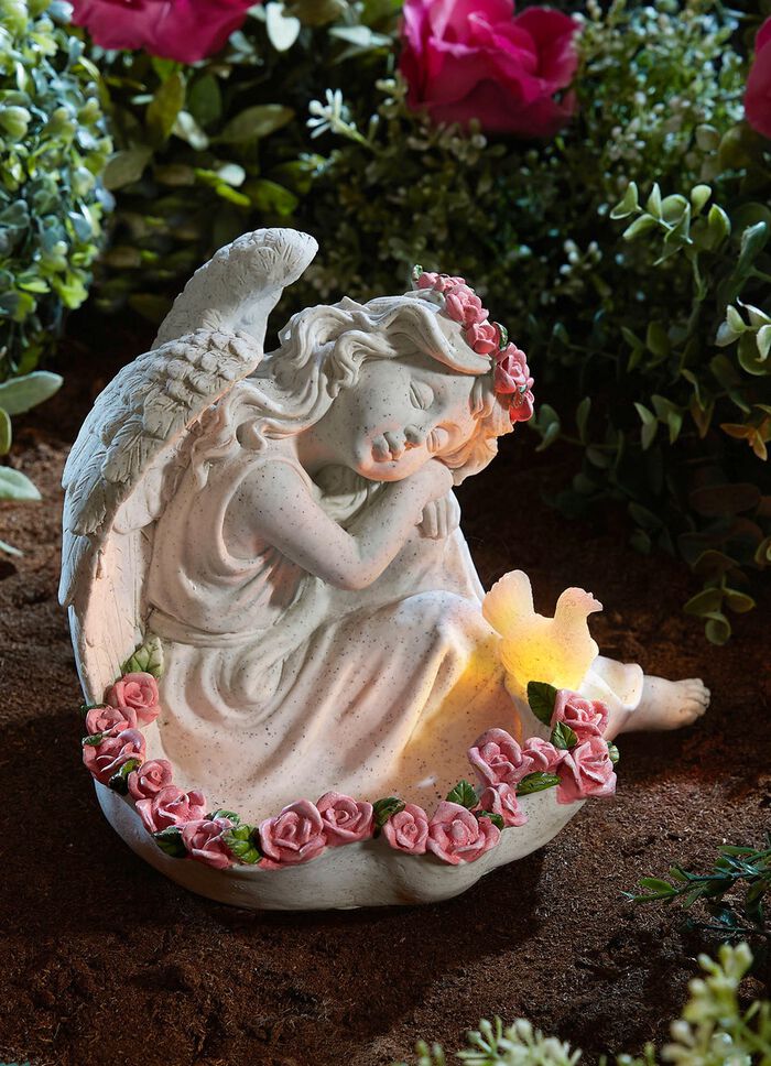 rosa &auml;ngel med LED-f&aring;gel 