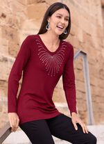 Skjorta med rundad V-ringning i 4 f&auml;rger BORDEAUX