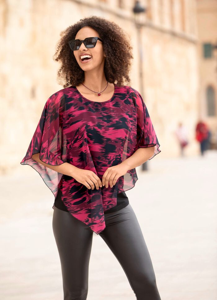 Poncho-tunika med integrerad topp 