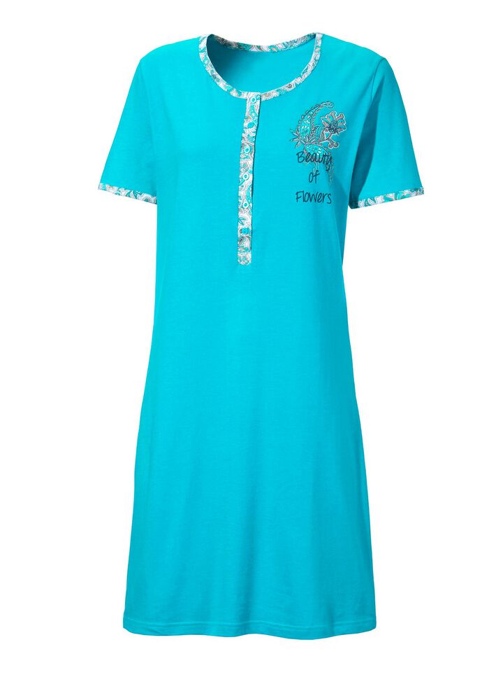 Tv&aring;pack nattlinnen med l&aring;ng knappsl&aring;, broderi och korta &auml;rmar 