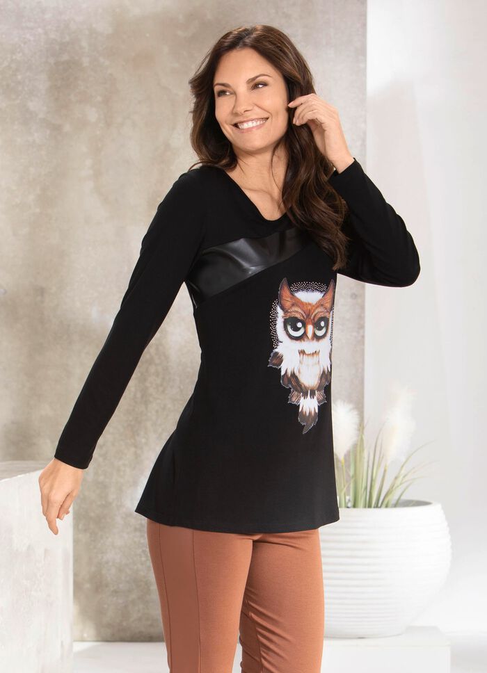 Skjorta med svart nappa-imitation i 2 färger SVART