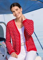 Stickad kofta med fina r&auml;nder och ajourrutor 