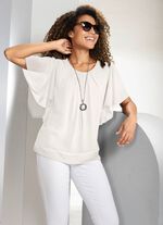 Poncho-tunika med fladdermus&auml;rmar ECRU