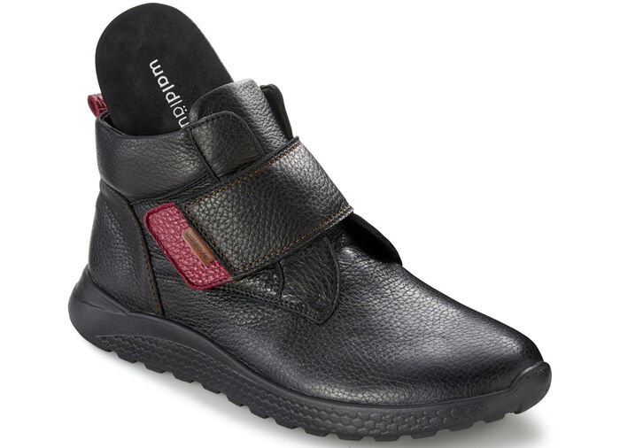 Waldläufer, bekväma damstövlar, bredd H, med uttagbar fotbädd SVART RÖD