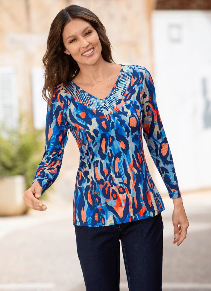 Skjorta med effektfull strassdekoration 