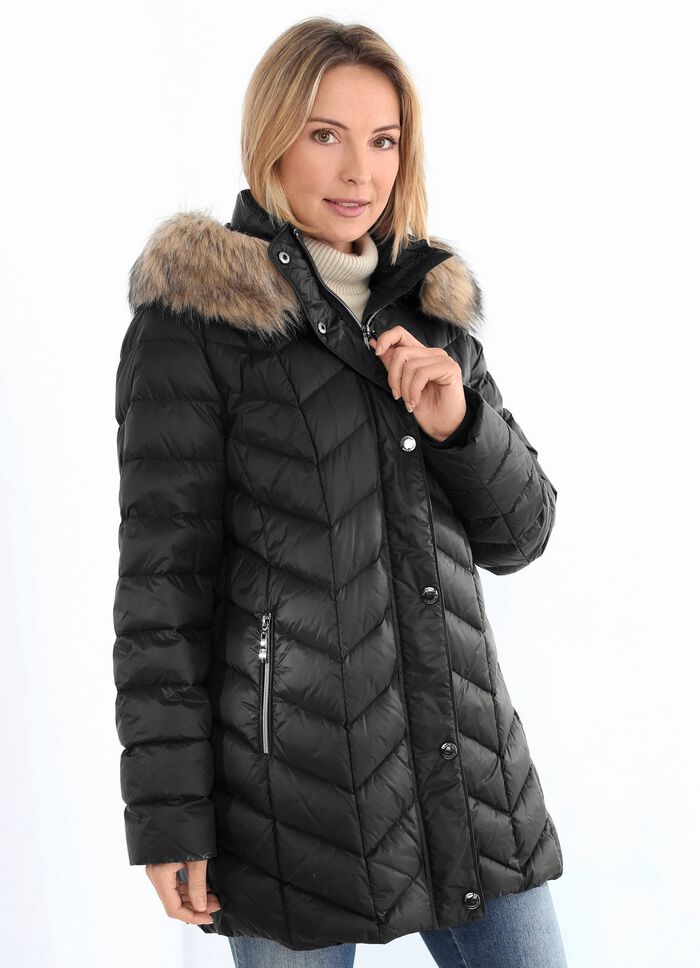 Dunjacka med avtagbar huva 