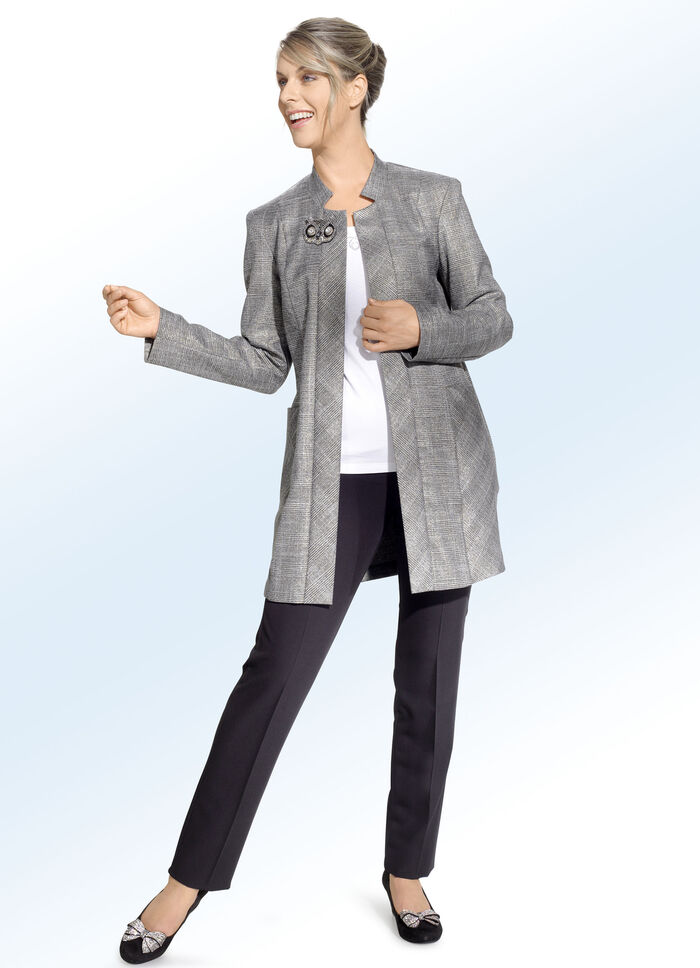 l&aring;ng kavaj med glenrutig design 