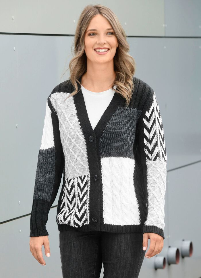 Cardigan i en mix av m&ouml;nster 