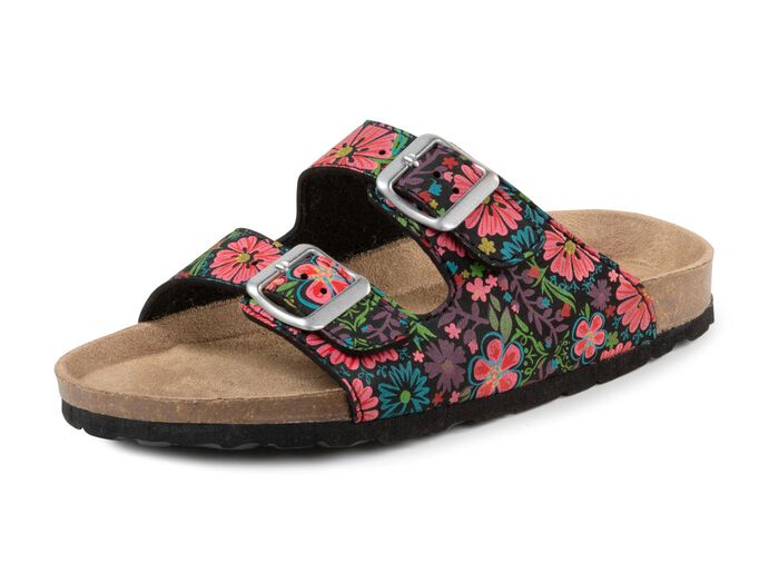 Mules i lekfull tryckt design 