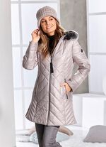 Kort kappa med avtagbar fuskpälskant CAPPUCCINO