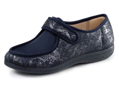 ELENA EDEN tofflor tillverkade av delvis gl&auml;nsande tryckt textilmaterial 