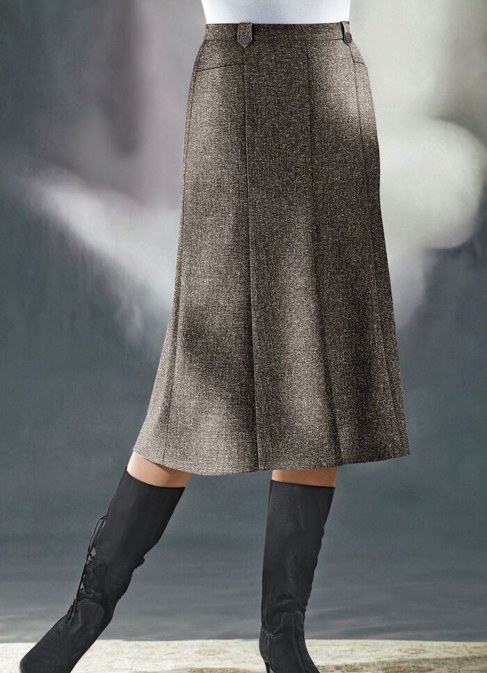 Panelkjol i tweed med garn med boucleeffekt MOCHA BROWN MEL.