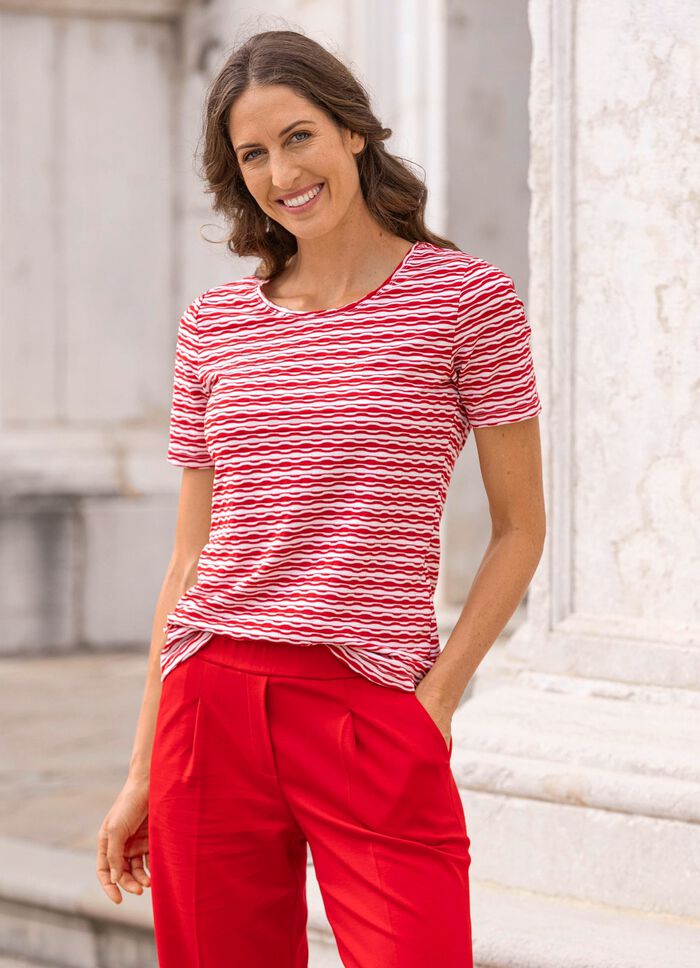 Skjorta med randig look i 2 f&auml;rger 