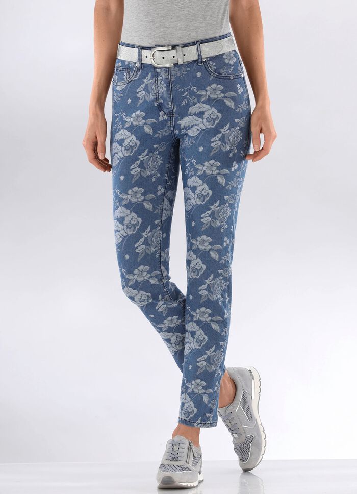 Jeans med blommig design 