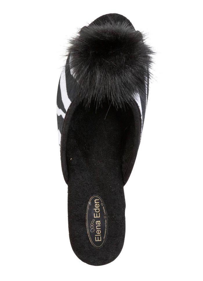 ELENA EDEN mulor med svart fuskp&auml;ls pompom 