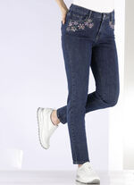Jeans med handmålade blommotiv 