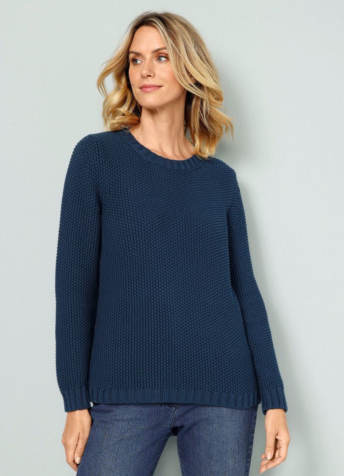 Grovstickad tr&ouml;ja med halsduk 