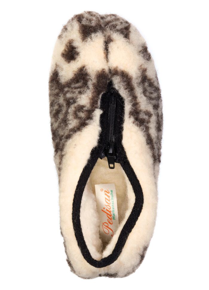 Varma damtofflor med dragkedja ECRUBRUN