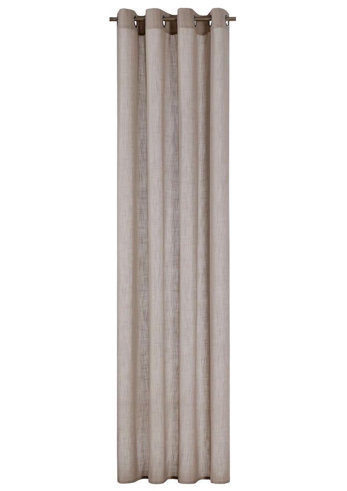 Halvtransparent gardin i linnelook TAUPE