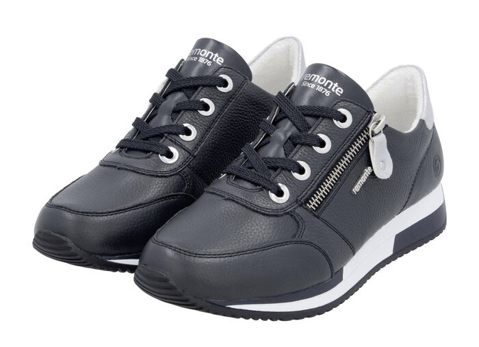Remonte-sneakers med snörning och skimrande silverfärgad kontrastkant, 