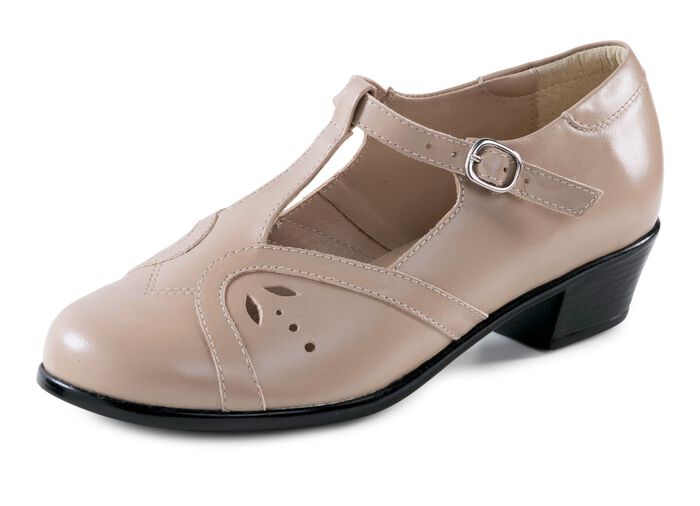 ELENA EDEN, eleganta dampumps, vidd H, tillverkade av l&auml;der BEIGE