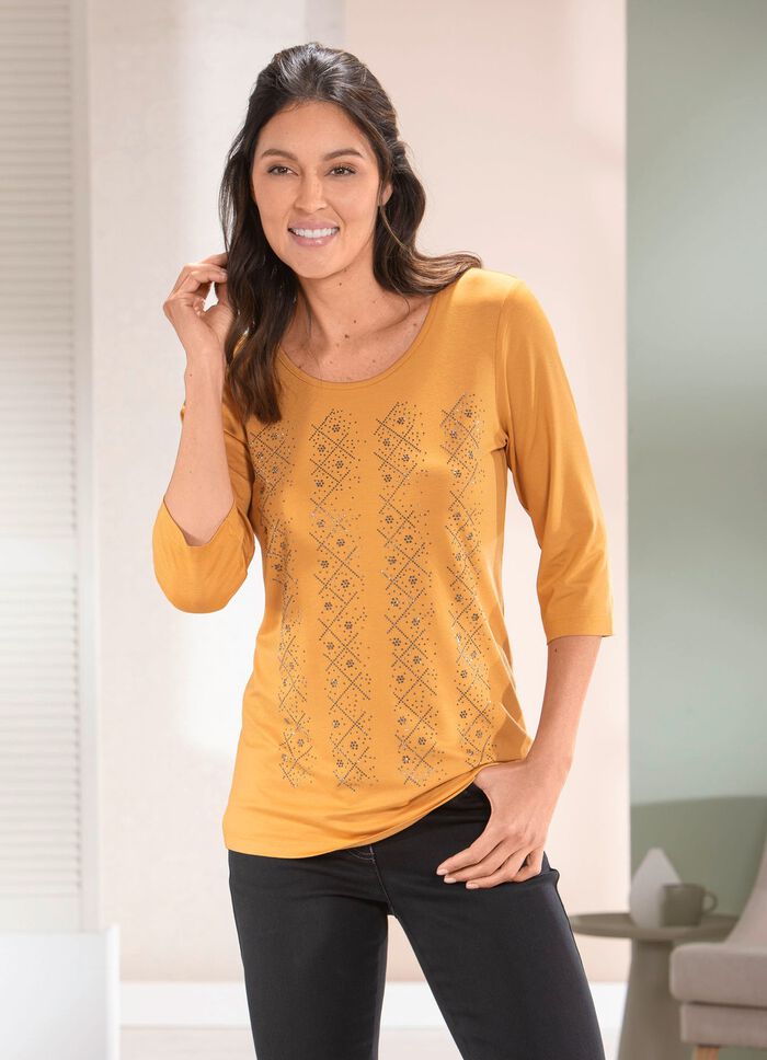 Skjorta med kontrasterande dekorpaneler i 2 f&auml;rger 