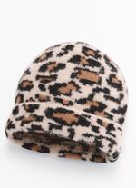 Modern damhatt i leopardm&ouml;nster NATURBRUN