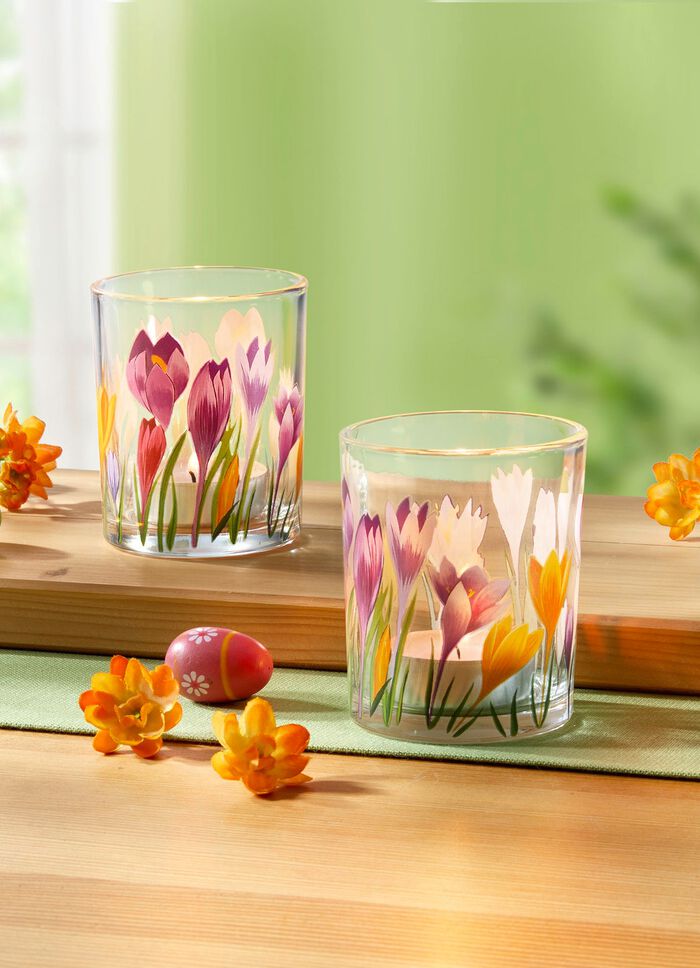 Lykta, set om 2, gjord av glas 