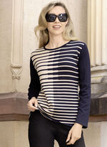 Finstickad tröja MARINE-BEIGE