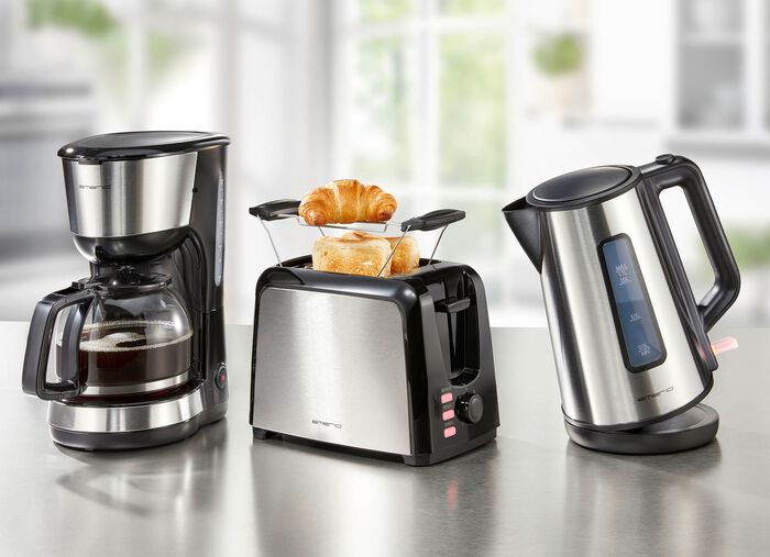 Emerio frukostserie med applikationer i rostfritt st&aring;l 