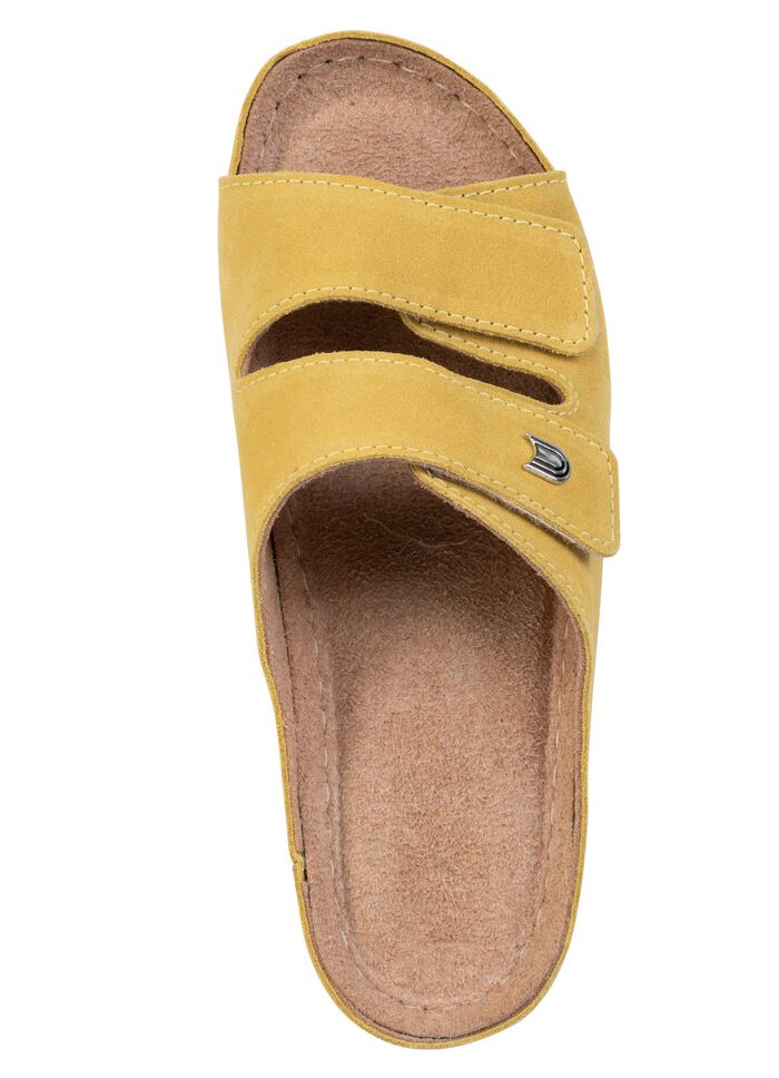 L&auml;tta damslippers, bredd G, med kardborrekn&auml;ppning GELB