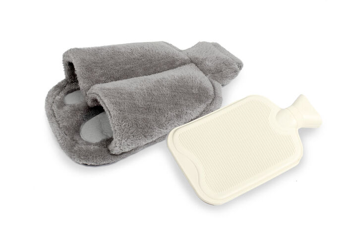 Vital Comfort värmeflaska för fötterna med mjukt fleeceöverdrag GRÅ