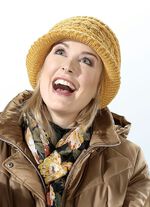 Varm dammössa med elastiskt band runtom SENAP GUL