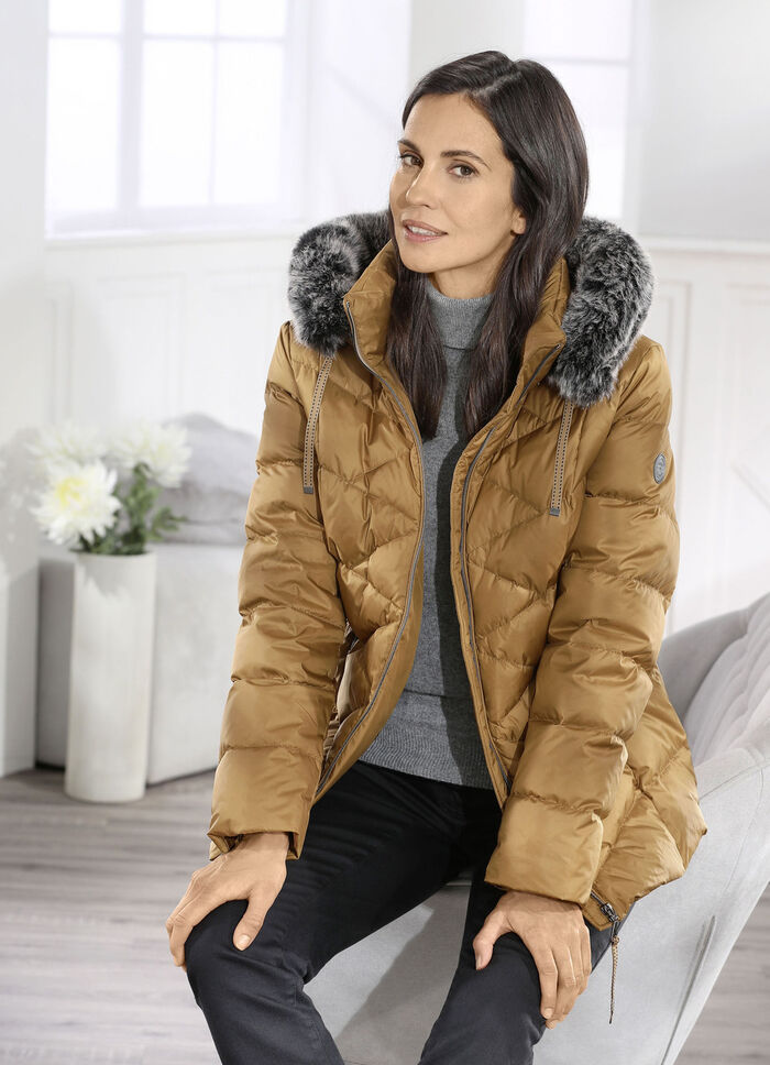 Dunjacka med avtagbar huva 