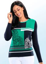 Pullover med blommig jacquarddesign 