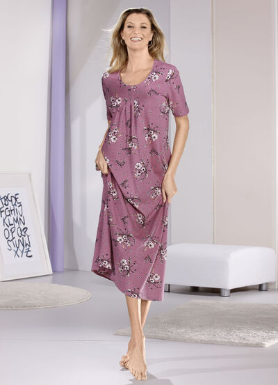 Nattlinne, fotlång med korta ärmar 