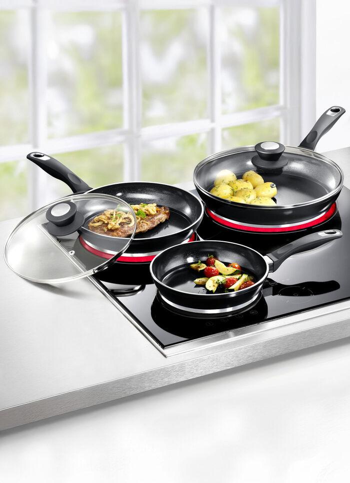 Professionellt pannset i gjuten aluminium, 5 delar, med trippel termisk keramisk beläggning, 