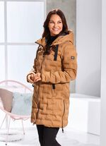 Funktionell kort jacka med fast huva KARAMELL