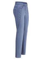 Jeans med vackra broderier JEANSBLAU