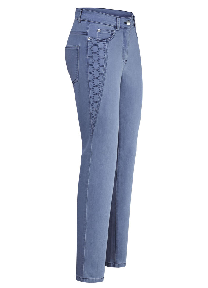 Jeans med vackra broderier JEANSBLAU